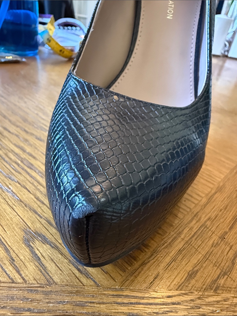 BCBG Generation Black Aligator Pointed Pump - Picture 9 of 9